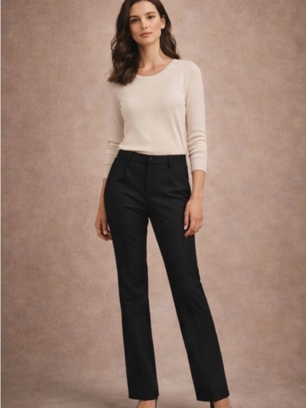MICHAEL Michael Kors Black Tailored Straight-Leg Trousers Career Work Size 12